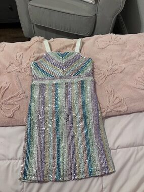 Sequin Pastel Rainbow Girls Dress